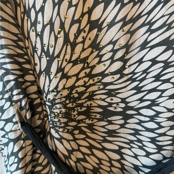 Tan and black sparkle tie waist blouse - Picture 3 of 6